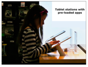 Tablet stations with pre-loaded apps