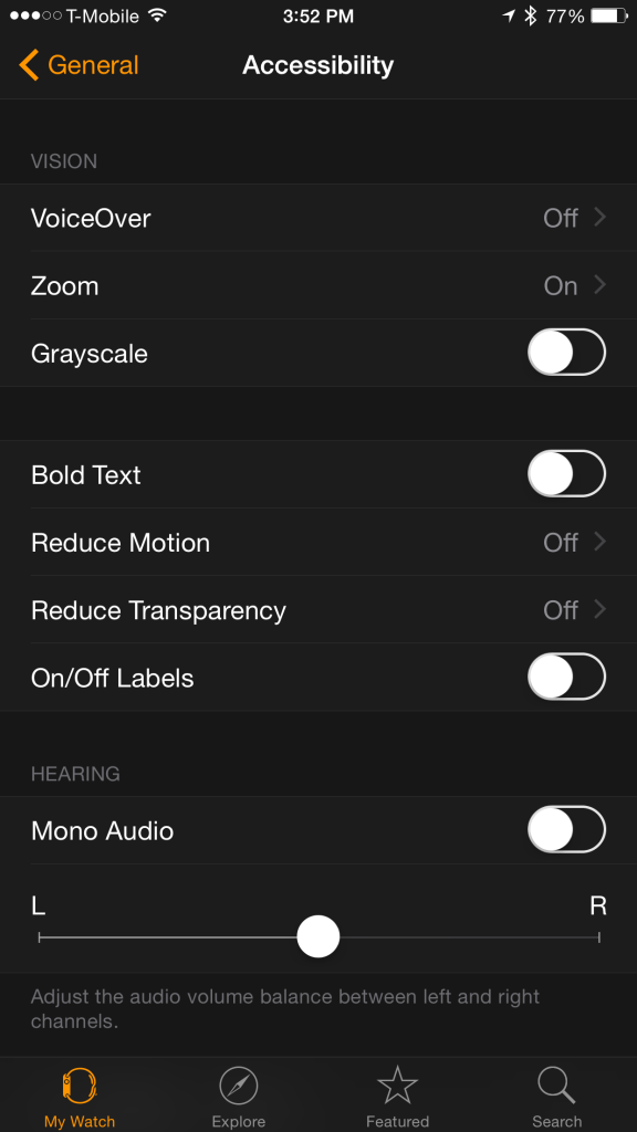 accessibility settings screen