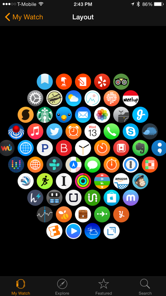 A view of all my watch apps from the iPhone app.